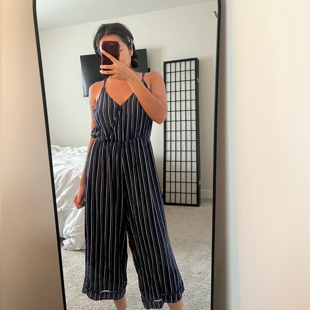 LA Hearts Navy Striped Jumpsuit